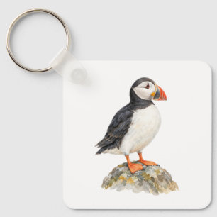 Papageientaucher auf einem Felsen Schlüsselanhänger