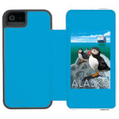 Papageientaucher, die ein Kreuzschiff aufpassen Incipio iPhone Geldbeutel-Hülle (Folio Geöffnet)