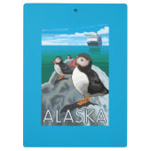 Papageientaucher, die ein Kreuzschiff aufpassen Klemmbrett (Rückseite)