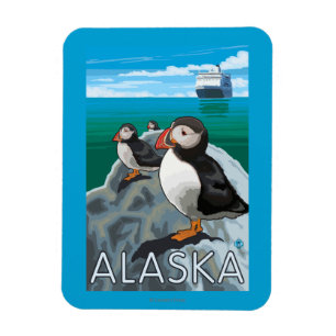 Papageientaucher, die ein Kreuzschiff aufpassen Magnet