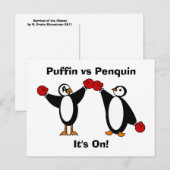Papageientaucher gegen Penquin Postkarte (Vorne/Hinten)