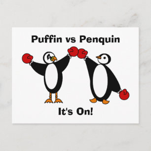 Papageientaucher gegen Penquin Postkarte