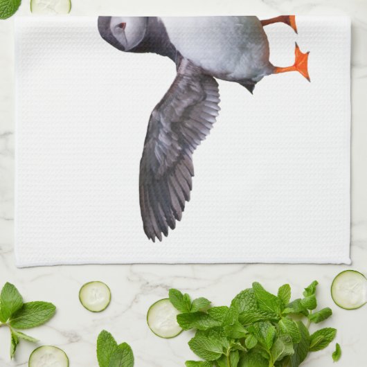 Papageientaucher-Geschirrtuch Handtuch (Gefaltet)