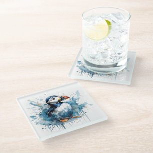 Papageientaucher Spritzer Glasuntersetzer
