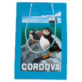 Papageientaucher u. Kreuzschiff - Cordova, Alaska Mittlere Geschenktüte (Rückseite)