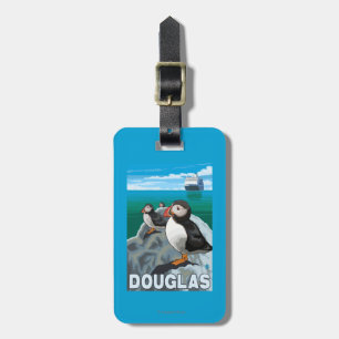 Papageientaucher u. Kreuzschiff - Douglas, Alaska Gepäckanhänger