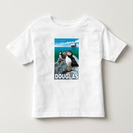 Papageientaucher u. Kreuzschiff - Douglas, Alaska Kleinkind T-shirt (Vorderseite)