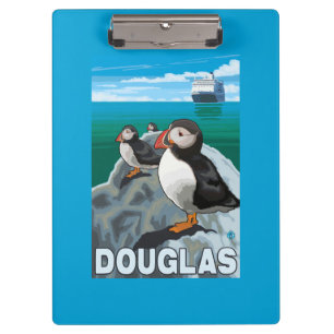 Papageientaucher u. Kreuzschiff - Douglas, Alaska Klemmbrett