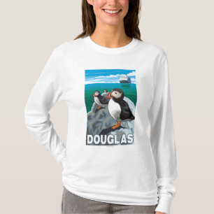 Papageientaucher u. Kreuzschiff - Douglas, Alaska T-Shirt