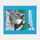 Papageientaucher u. Kreuzschiff - Juneau, Alaska Fleecedecke (Vorderseite (Horizontal))