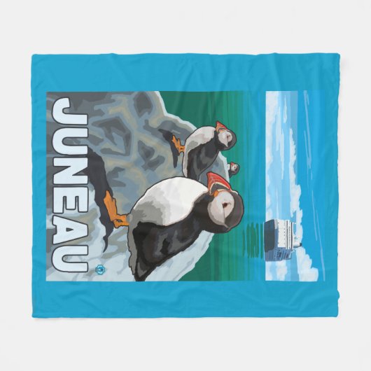 Papageientaucher u. Kreuzschiff - Juneau, Alaska Fleecedecke (Vorderseite (Horizontal))