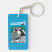 Papageientaucher u. Kreuzschiff - Juneau, Alaska Schlüsselanhänger (Rückseite)