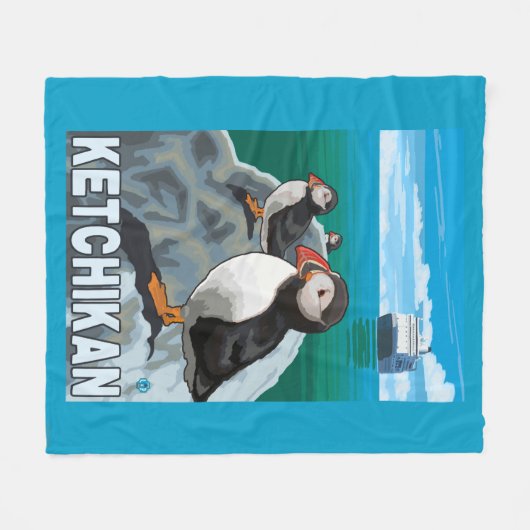 Papageientaucher u. Kreuzschiff - Ketchikan, Fleecedecke (Vorderseite (Horizontal))