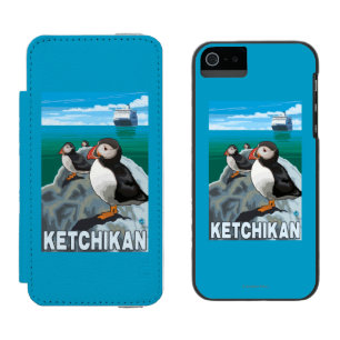Papageientaucher u. Kreuzschiff - Ketchikan, Incipio Watson™ iPhone 5 Geldbörsen Hülle