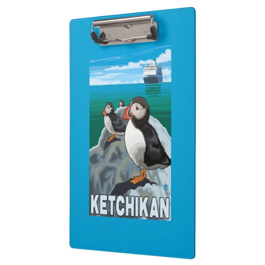 Papageientaucher u. Kreuzschiff - Ketchikan, Klemmbrett (Links)