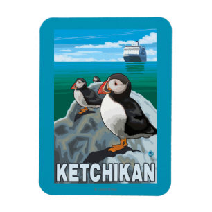Papageientaucher u. Kreuzschiff - Ketchikan, Magnet