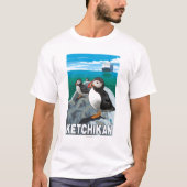Papageientaucher u. Kreuzschiff - Ketchikan, T-Shirt (Vorderseite)