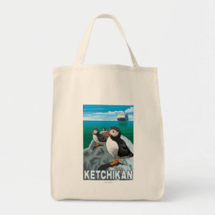 Papageientaucher u. Kreuzschiff - Ketchikan, Tragetasche
