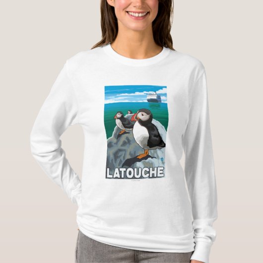 Papageientaucher u. Kreuzschiff - Latouche, Alaska T-Shirt (Vorderseite)