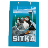 Papageientaucher u. Kreuzschiff - Sitka, Alaska Mittlere Geschenktüte (Rückseite)