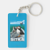 Papageientaucher u. Kreuzschiff - Sitka, Alaska Schlüsselanhänger (Rückseite)