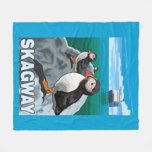 Papageientaucher u. Kreuzschiff - Skagway, Alaska Fleecedecke (Vorderseite (Horizontal))