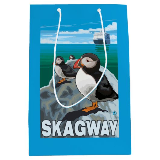 Papageientaucher u. Kreuzschiff - Skagway, Alaska Mittlere Geschenktüte (Vorderseite)
