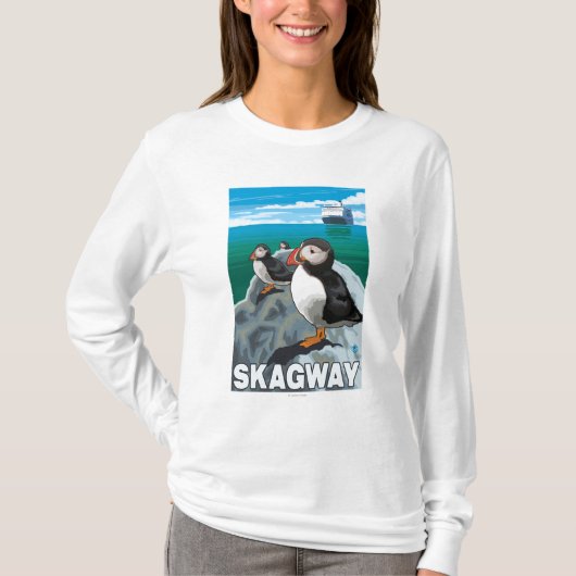 Papageientaucher u. Kreuzschiff - Skagway, Alaska T-Shirt (Vorderseite)