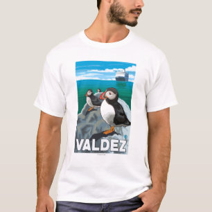 Papageientaucher u. Kreuzschiff - Valdez, Alaska T-Shirt