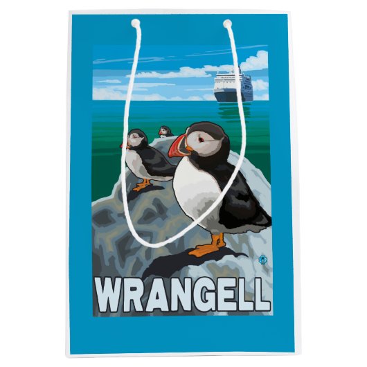 Papageientaucher u. Kreuzschiff - Wrangell, Alaska Mittlere Geschenktüte (Vorderseite)