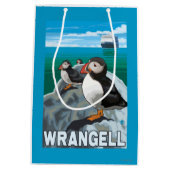 Papageientaucher u. Kreuzschiff - Wrangell, Alaska Mittlere Geschenktüte (Rückseite)