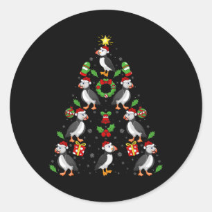 Papageientaucher Vögel Weihnachtsbeleuchtung Baum Runder Aufkleber