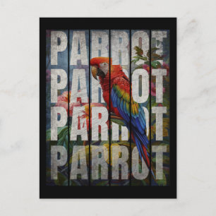 Papageientyppografie Vintager Naturwald Postkarte