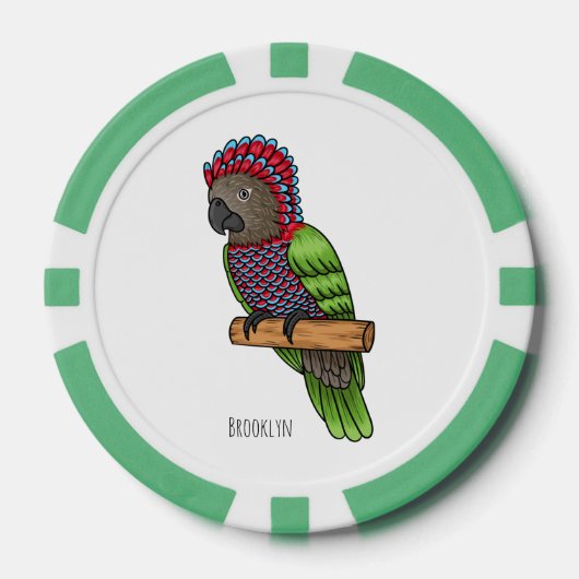 Papageienvogel-Cartoon-Abbildung Pokerchips (Vorderseite)