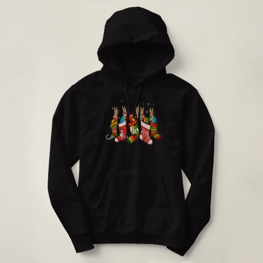 Papageienvögel in Weihnachtssocken Weihnachtsmannm Hoodie (Design vorne)
