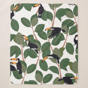 Papageienvogel mit Fikus-Palmen-Blätter nahtlos Sherpadecke