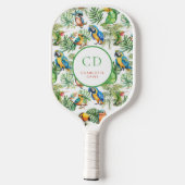 Papageienvögel: Monogramm Pickleball Schläger (Rückseite)