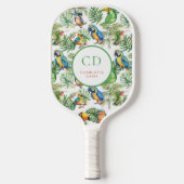 Papageienvögel: Monogramm Pickleball Schläger (Vorderseite)