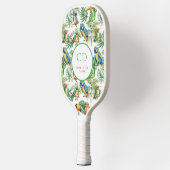 Papageienvögel: Monogramm Pickleball Schläger (Links)