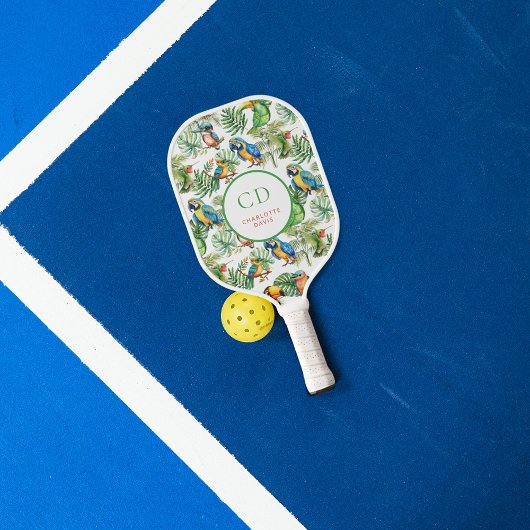 Papageienvögel: Monogramm Pickleball Schläger