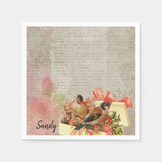 Papageienvogel, Viktorianischer Vogel Serviette (Vorderseite)