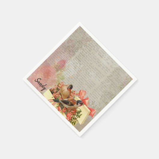 Papageienvogel, Viktorianischer Vogel Serviette (Ecke)