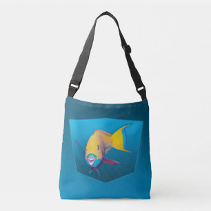 Papageifisch - Design Farbverlauf blauer Hintergru Tragetaschen Mit Langen Trägern