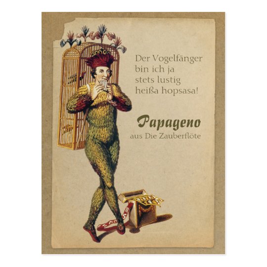 Papageno Zauberflote Magische Flote Cc09 Mozart Postkarte Zazzle De