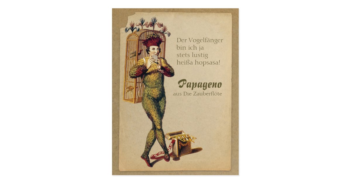 Papageno Zauberflote Magische Flote Cc09 Mozart Postkarte Zazzle De