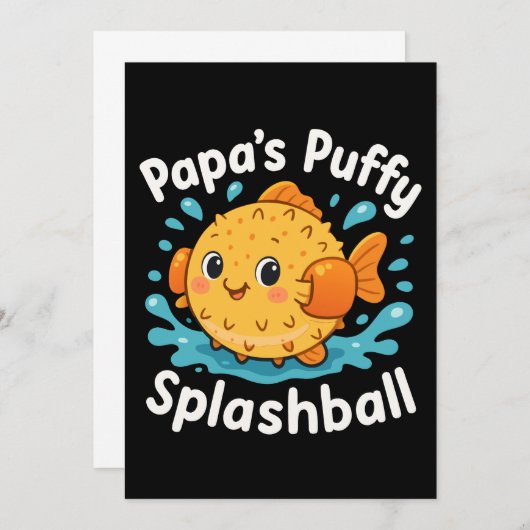 Papa's Puffy Splashball Funny Water Fish Einladung (Vorne/Hinten)