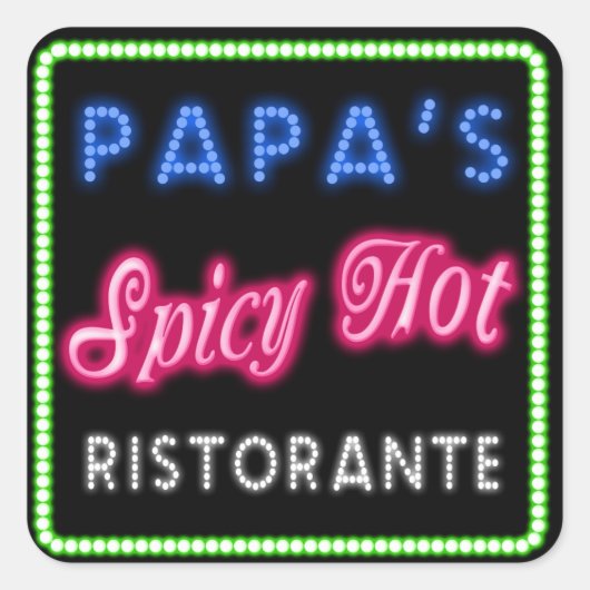 Papa's Spicy Hot Ristorante ID235 Quadratischer Aufkleber (Vorderseite)