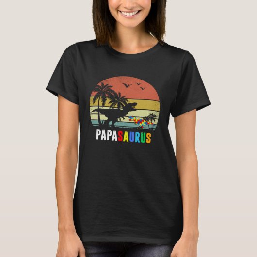 Papasaurus Autism Awareness Dad Papa Dinosaur Fath T-Shirt (Vorderseite)