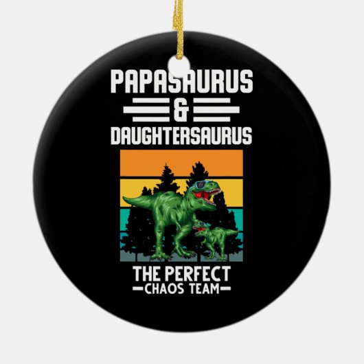 Papasaurus Daughtersaurus Chaos-Team Dinosaurier Keramik Ornament (Hinten)
