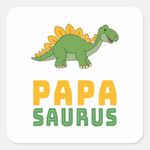 Papasaurus Dinosaur Stegosaurus Vatertag Quadratischer Aufkleber